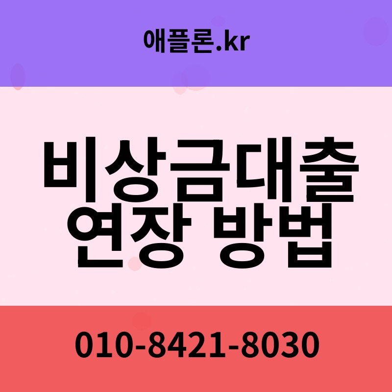 비상금대출 연장 방법 | 애플론.kr | 010-8421-8030