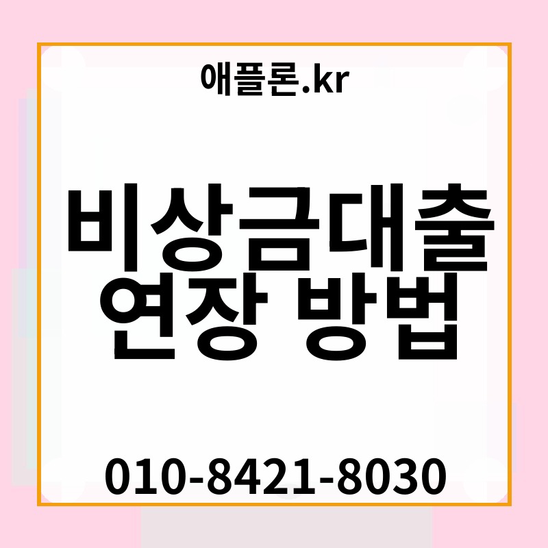 비상금대출 연장 방법 | 애플론.kr | 010-8421-8030
