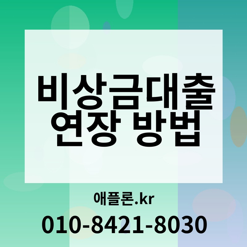 비상금대출 연장 방법 | 애플론.kr | 010-8421-8030