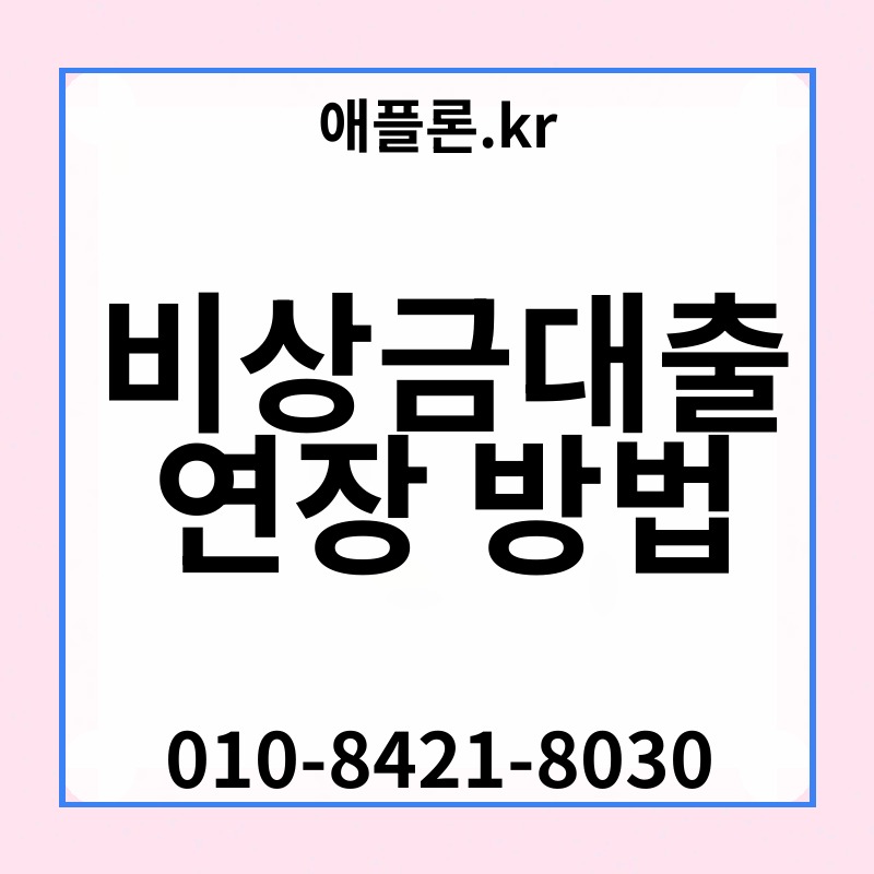 비상금대출 연장 방법 | 애플론.kr | 010-8421-8030