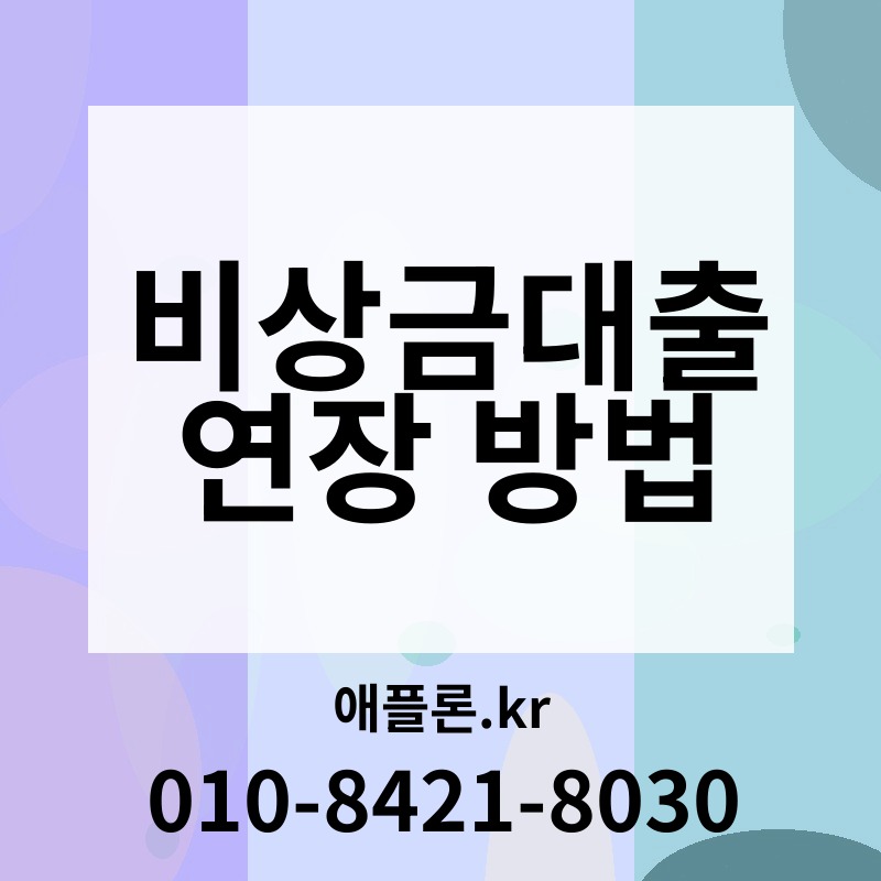 비상금대출 연장 방법 | 애플론.kr | 010-8421-8030