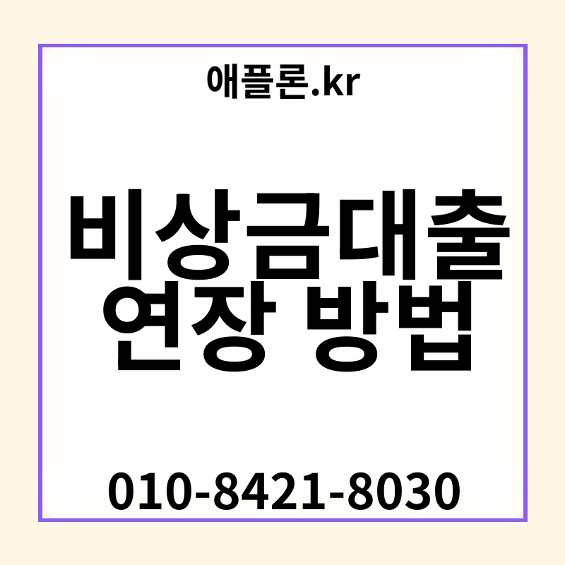 비상금대출 연장 방법 | 애플론.kr | 010-8421-8030