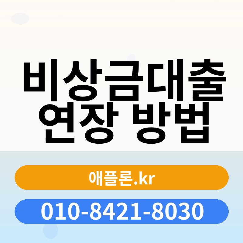 비상금대출 연장 방법 | 애플론.kr | 010-8421-8030