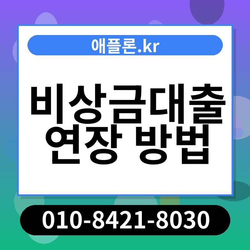 비상금대출 연장 방법 | 애플론.kr | 010-8421-8030