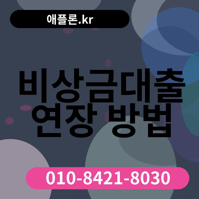 비상금대출 연장 방법 | 애플론.kr | 010-8421-8030