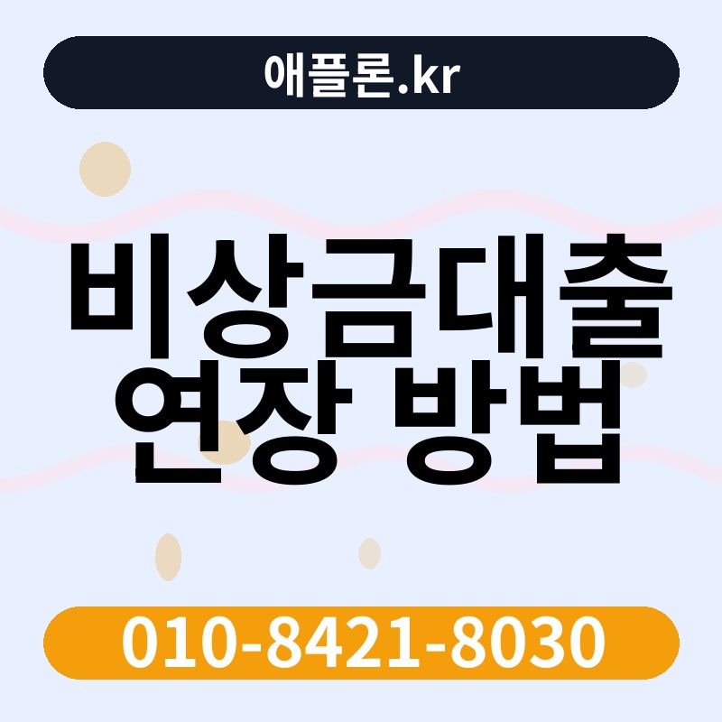 비상금대출 연장 방법 | 애플론.kr | 010-8421-8030