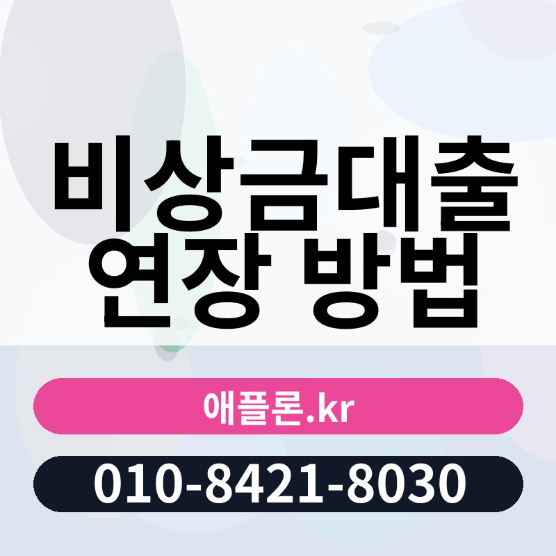 비상금대출 연장 방법 | 애플론.kr | 010-8421-8030