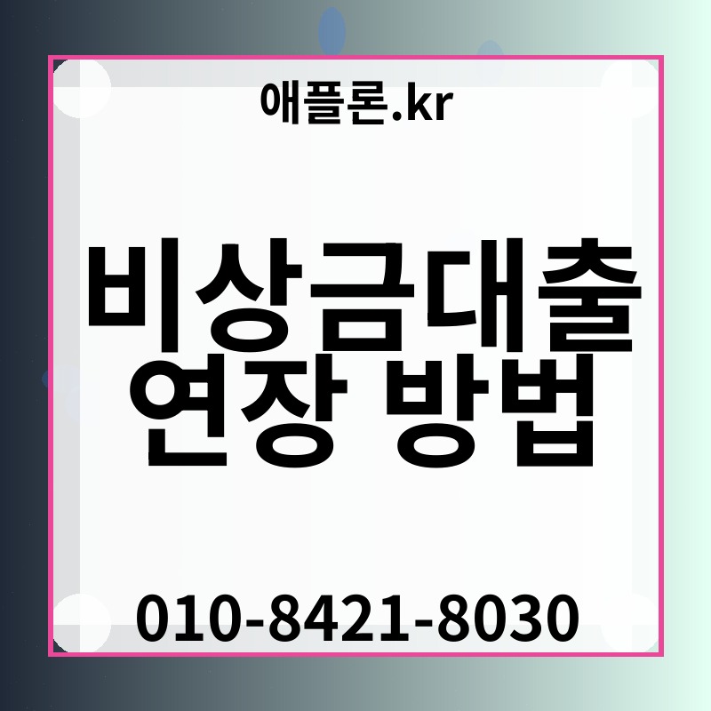 비상금대출 연장 방법 | 애플론.kr | 010-8421-8030