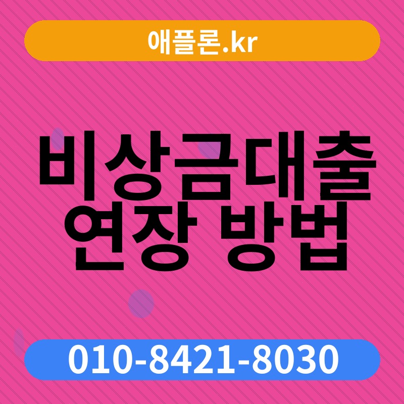 비상금대출 연장 방법 | 애플론.kr | 010-8421-8030