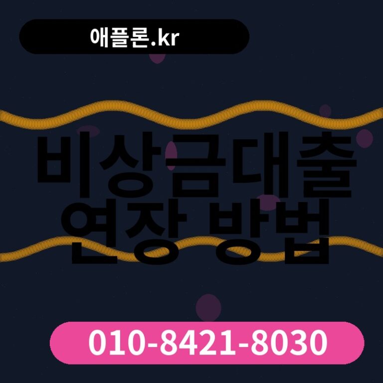 비상금대출 연장 방법 | 애플론.kr | 010-8421-8030