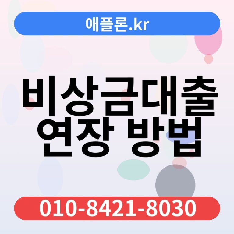 비상금대출 연장 방법 | 애플론.kr | 010-8421-8030