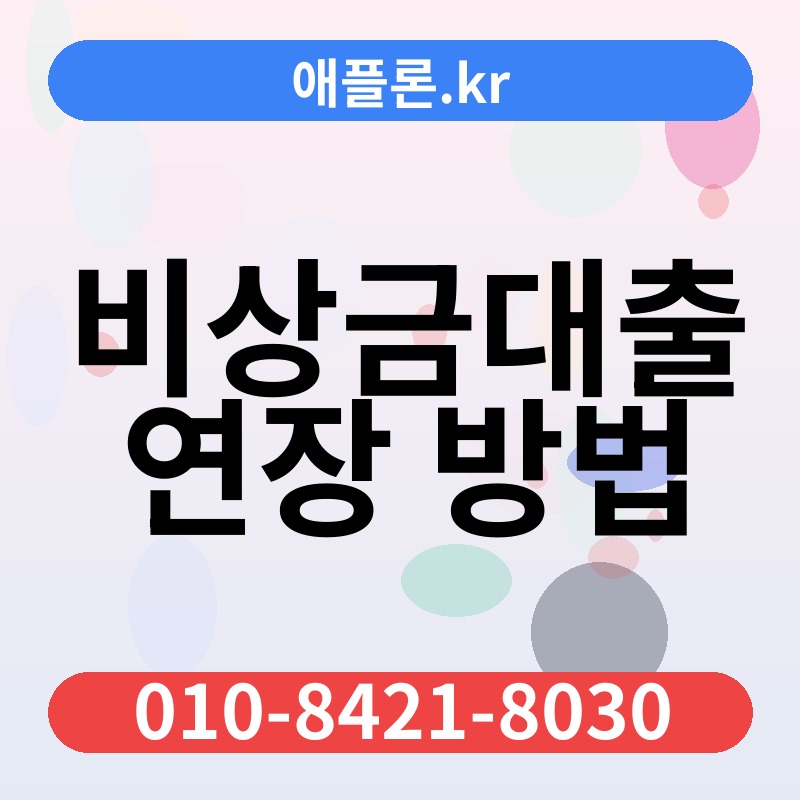 비상금대출 연장 방법 | 애플론.kr | 010-8421-8030