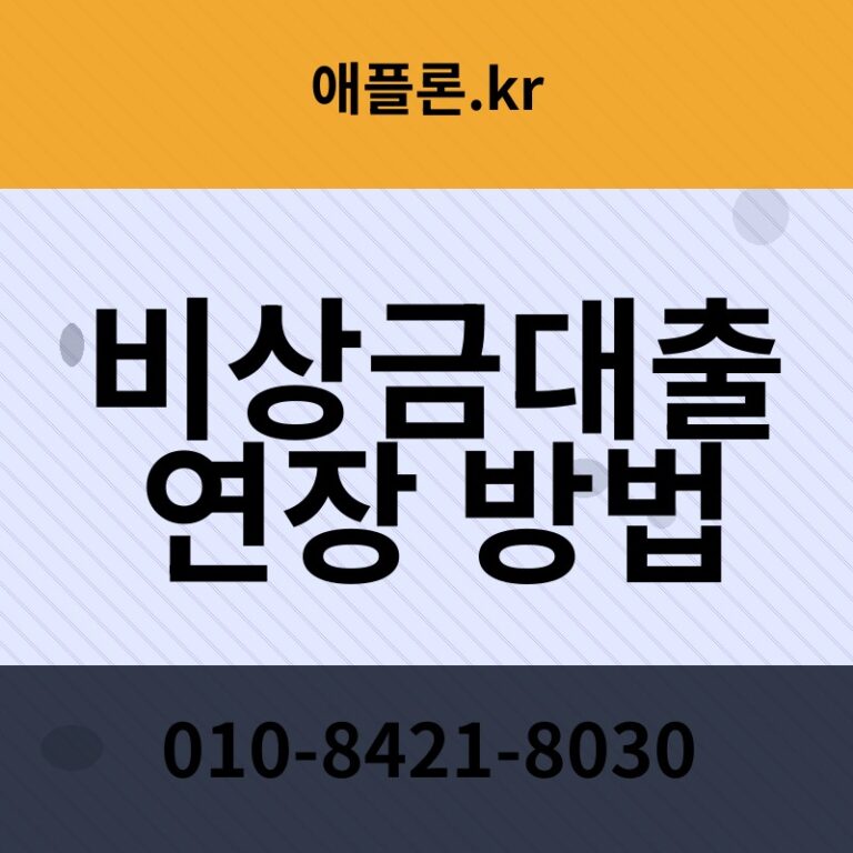 비상금대출 연장 방법 | 애플론.kr | 010-8421-8030