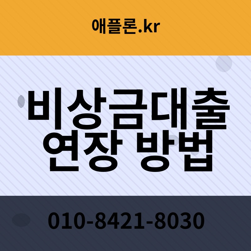 비상금대출 연장 방법 | 애플론.kr | 010-8421-8030