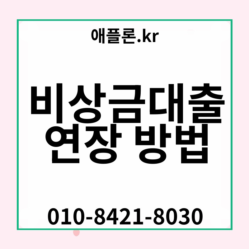 비상금대출 연장 방법 | 애플론.kr | 010-8421-8030