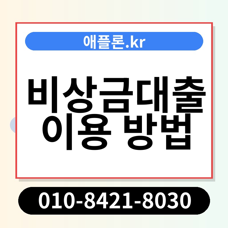 비상금대출 이용 방법 | 애플론.kr | 010-8421-8030