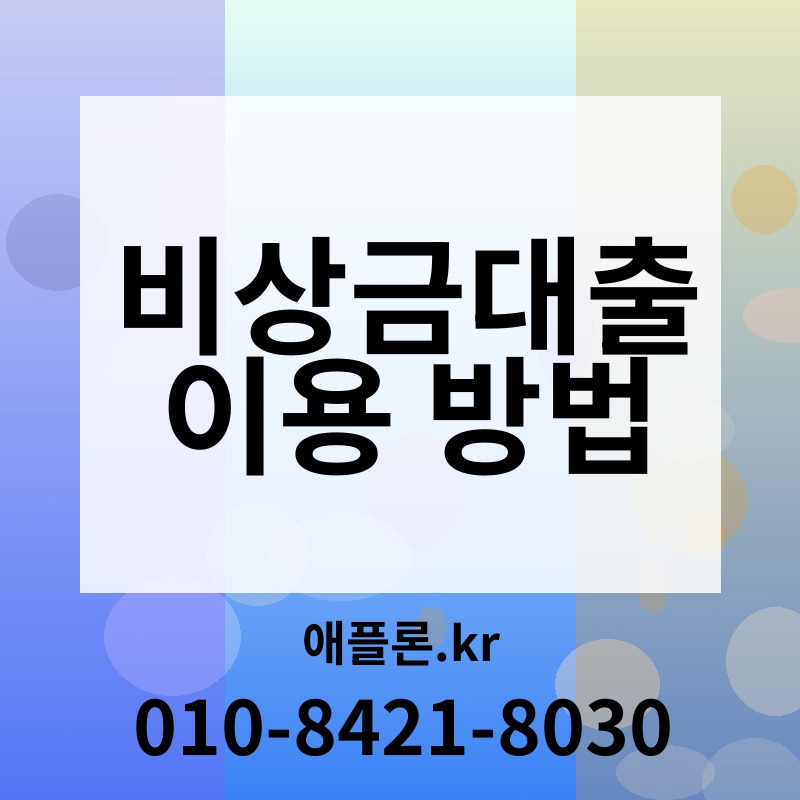 비상금대출 이용 방법 | 애플론.kr | 010-8421-8030