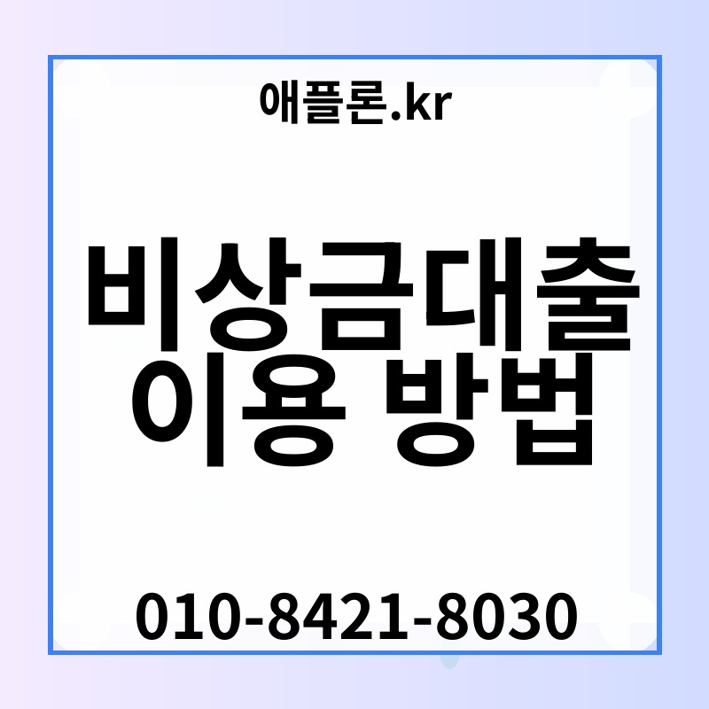 비상금대출 이용 방법 | 애플론.kr | 010-8421-8030