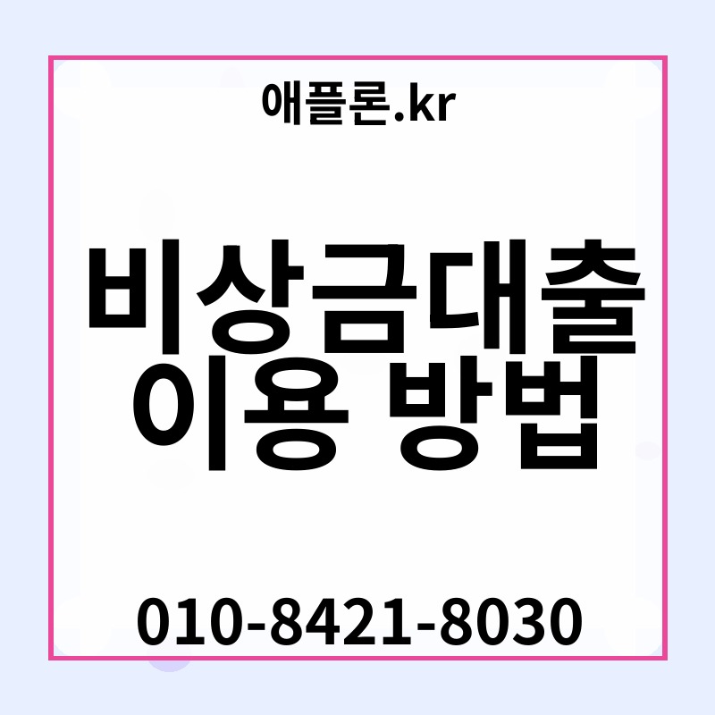 비상금대출 이용 방법 | 애플론.kr | 010-8421-8030