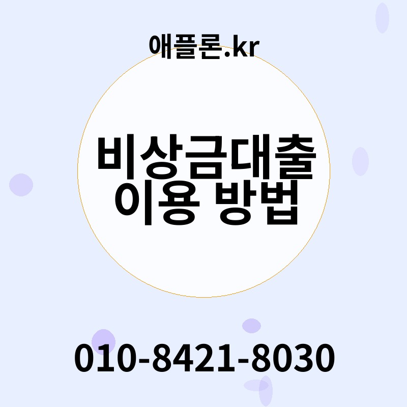 비상금대출 이용 방법 | 애플론.kr | 010-8421-8030