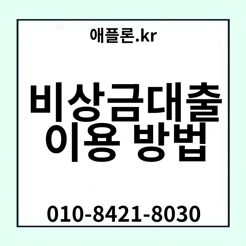 비상금대출 이용 방법 | 애플론.kr | 010-8421-8030