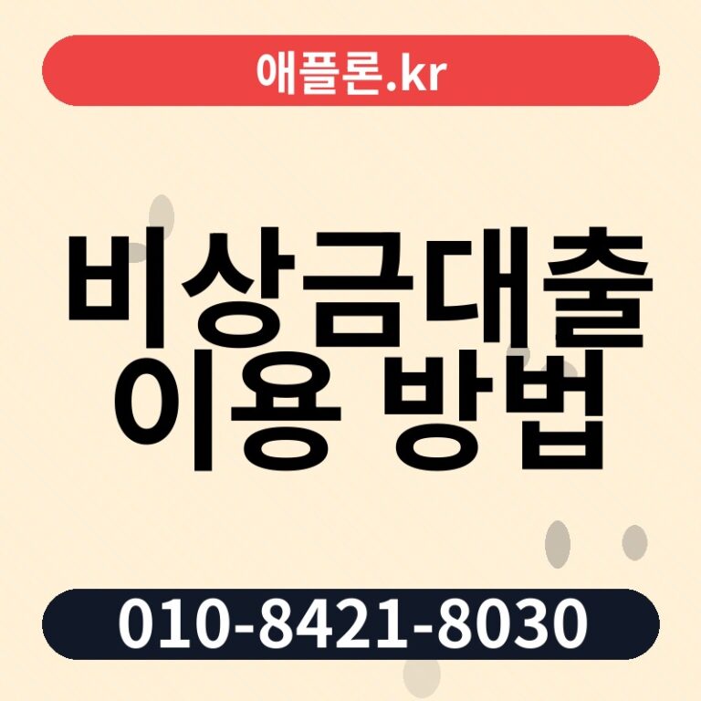 비상금대출 이용 방법 | 애플론.kr | 010-8421-8030