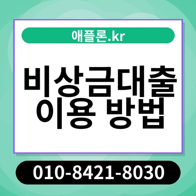 비상금대출 이용 방법 | 애플론.kr | 010-8421-8030