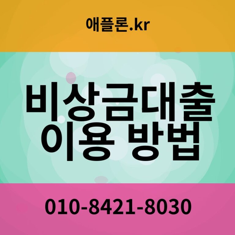 비상금대출 이용 방법 | 애플론.kr | 010-8421-8030