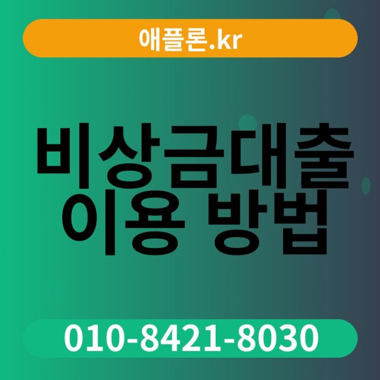 비상금대출 이용 방법 | 애플론.kr | 010-8421-8030
