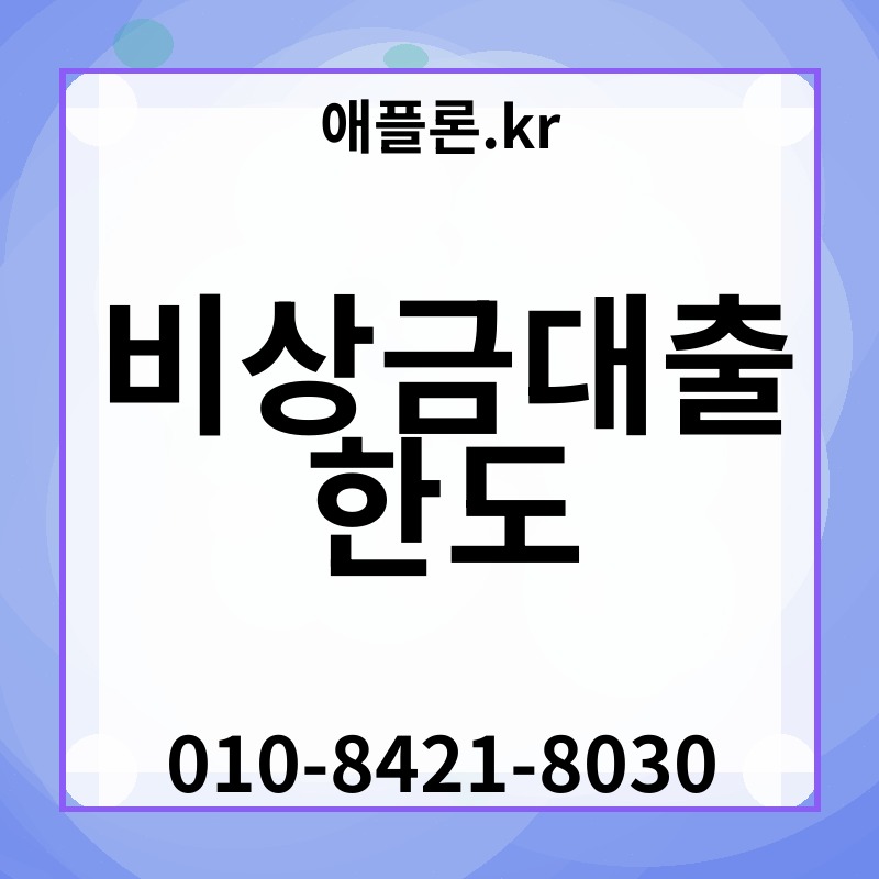 비상금대출 한도 | 애플론.kr | 010-8421-8030