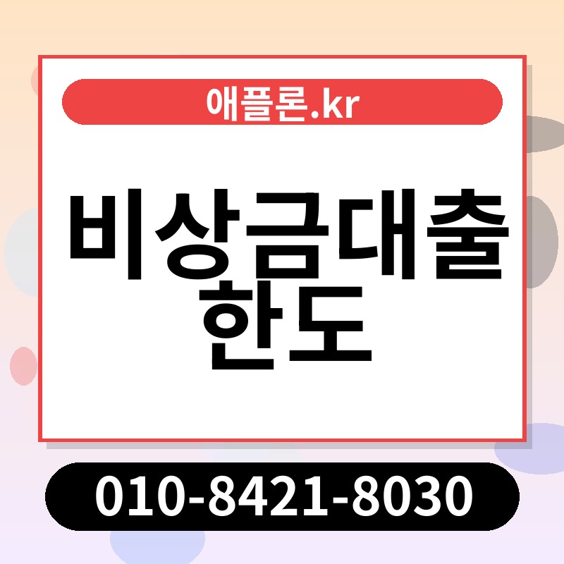 비상금대출 한도 | 애플론.kr | 010-8421-8030