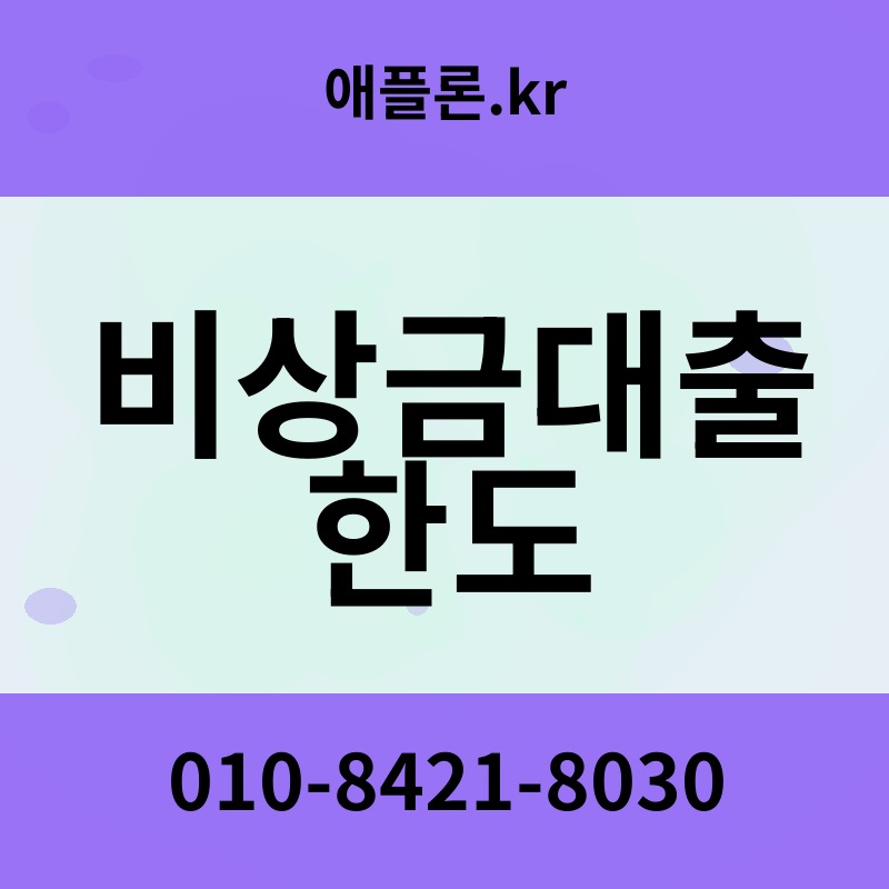 비상금대출 한도 | 애플론.kr | 010-8421-8030