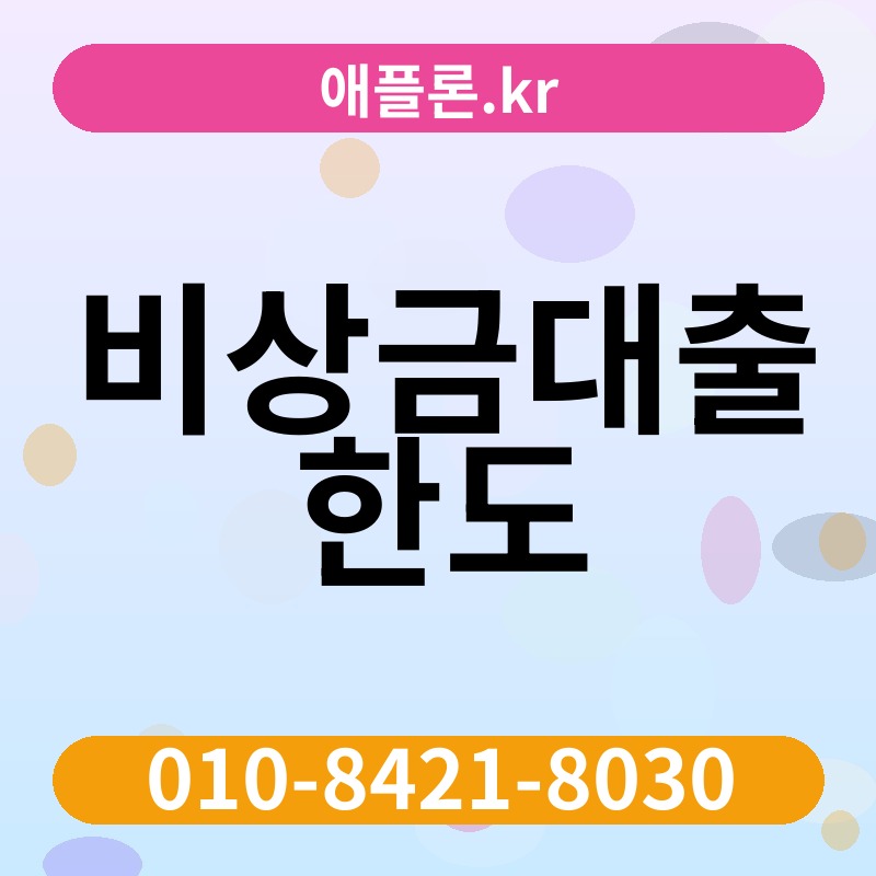 비상금대출 한도 | 애플론.kr | 010-8421-8030