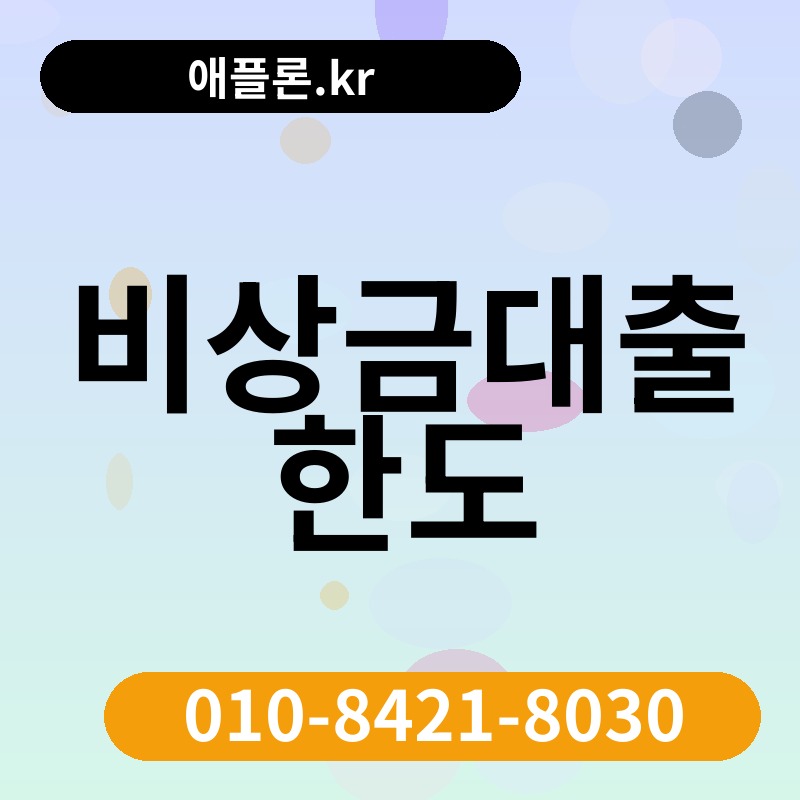 비상금대출 한도 | 애플론.kr | 010-8421-8030