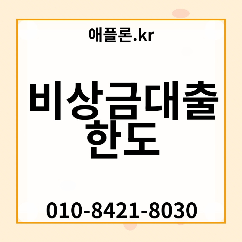 비상금대출 한도 | 애플론.kr | 010-8421-8030