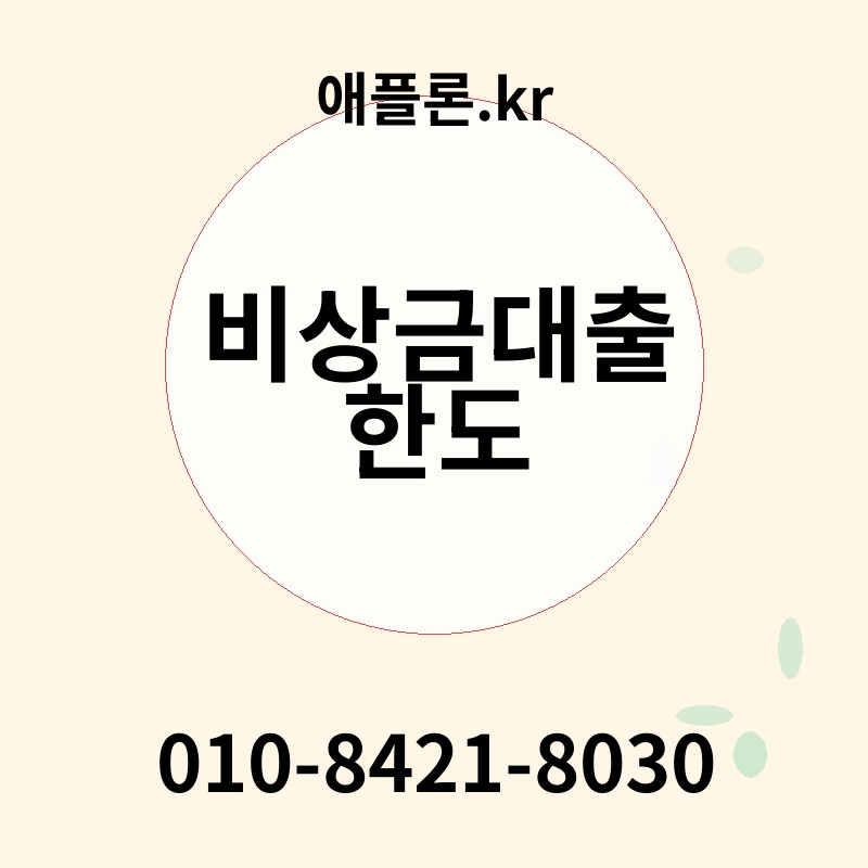 비상금대출 한도 | 애플론.kr | 010-8421-8030