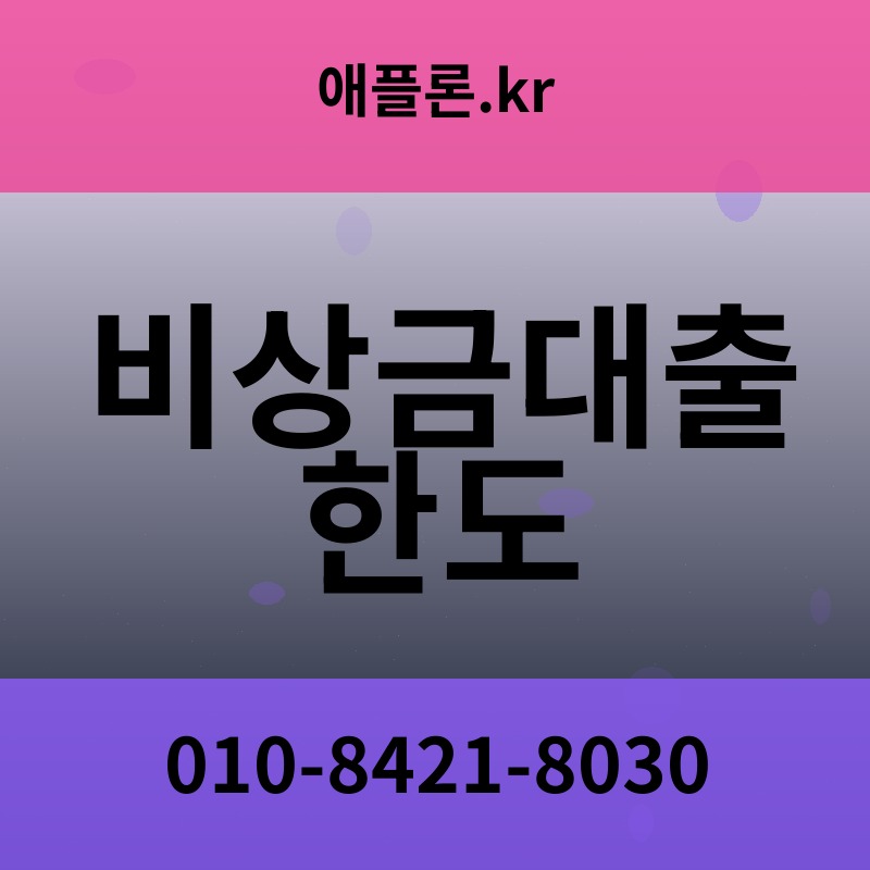 비상금대출 한도 | 애플론.kr | 010-8421-8030