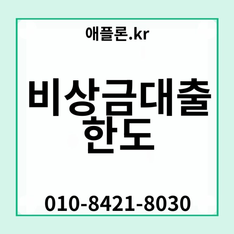 비상금대출 한도 | 애플론.kr | 010-8421-8030