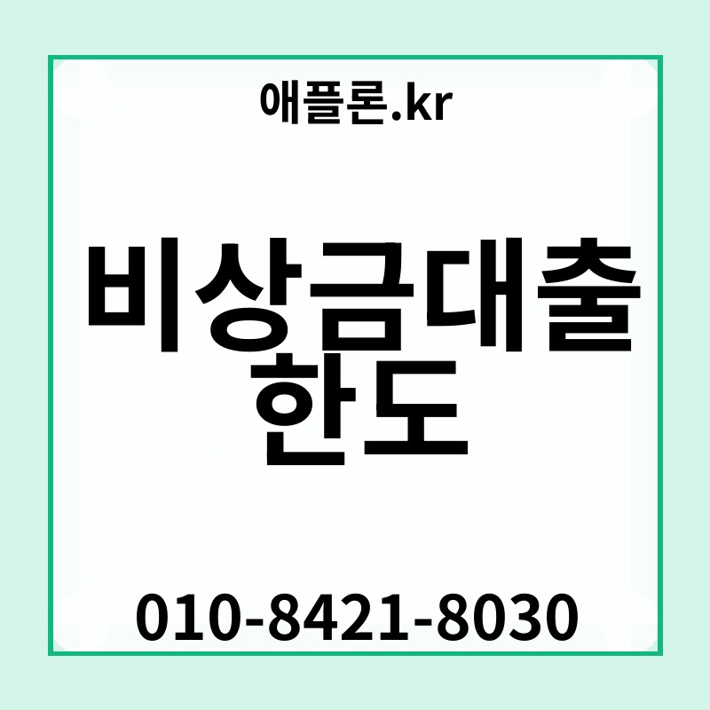 비상금대출 한도 | 애플론.kr | 010-8421-8030