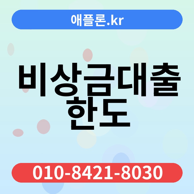 비상금대출 한도 | 애플론.kr | 010-8421-8030
