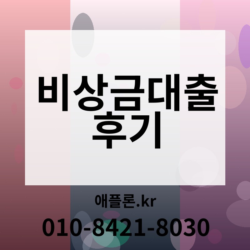 비상금대출 후기 | 애플론.kr | 010-8421-8030