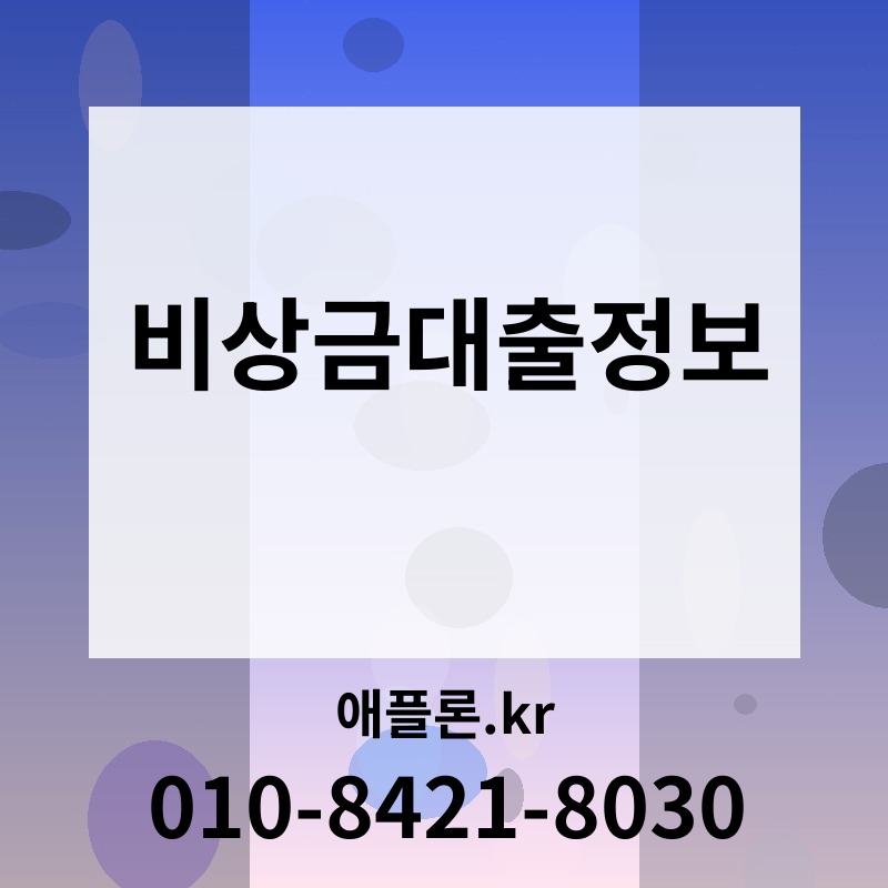 비상금대출정보 | 애플론.kr | 010-8421-8030