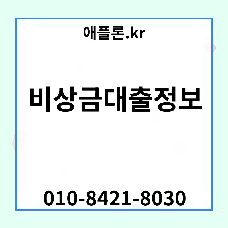 비상금대출정보 | 애플론.kr | 010-8421-8030