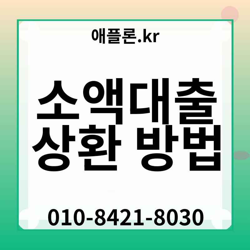 소액대출 상환 방법 | 애플론.kr | 010-8421-8030