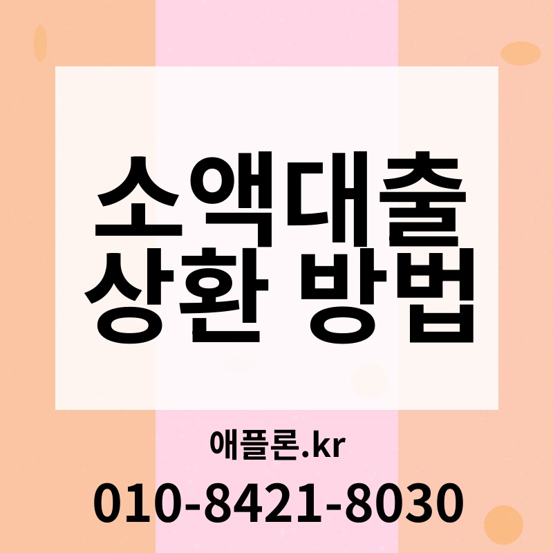 소액대출 상환 방법 | 애플론.kr | 010-8421-8030