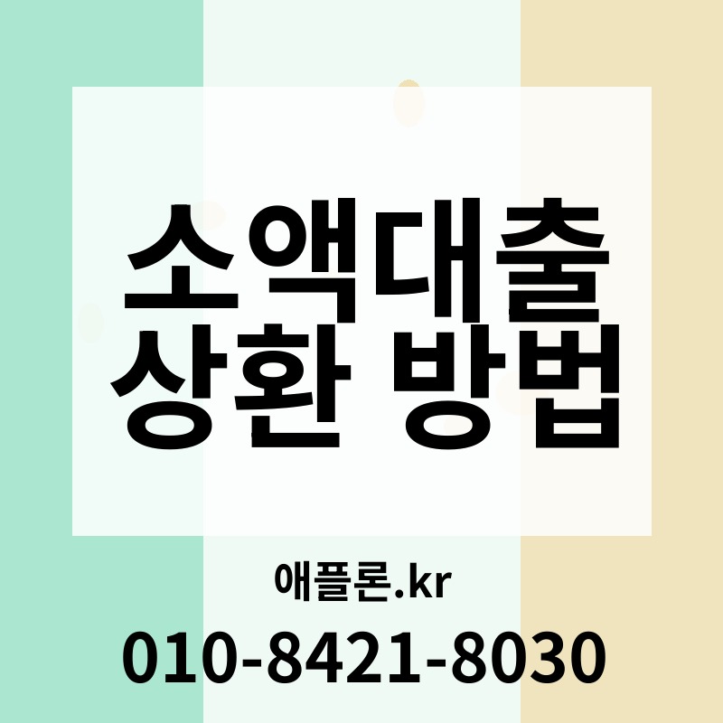 소액대출 상환 방법 | 애플론.kr | 010-8421-8030