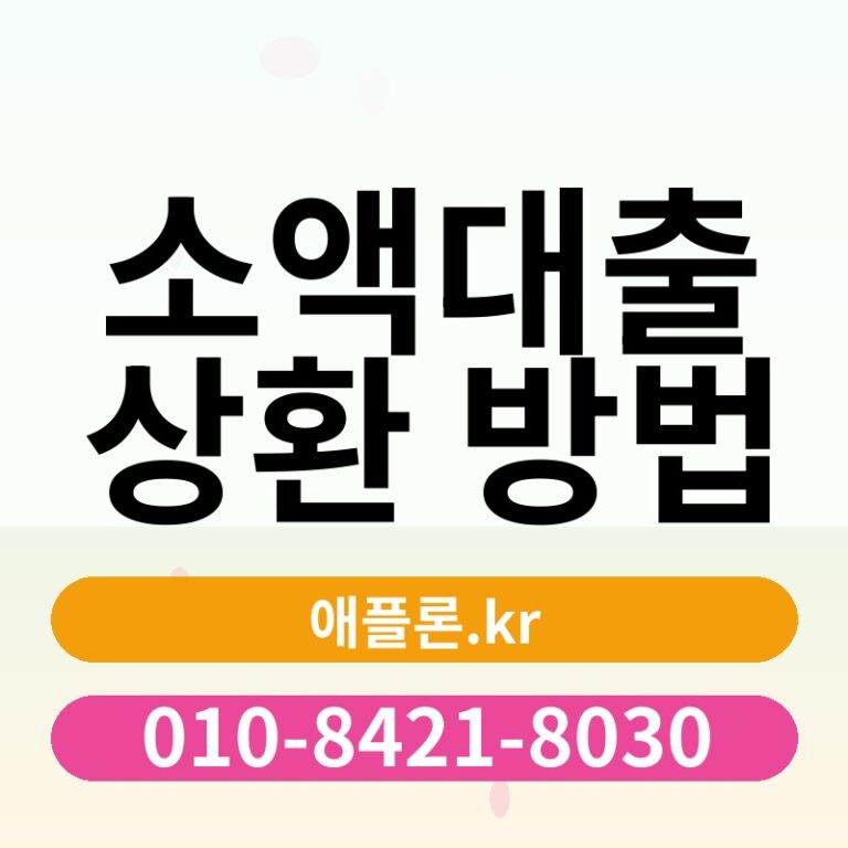 소액대출 상환 방법 | 애플론.kr | 010-8421-8030