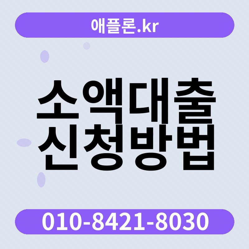 소액대출 신청방법 | 애플론.kr | 010-8421-8030