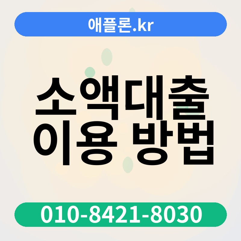 소액대출 이용 방법 | 애플론.kr | 010-8421-8030