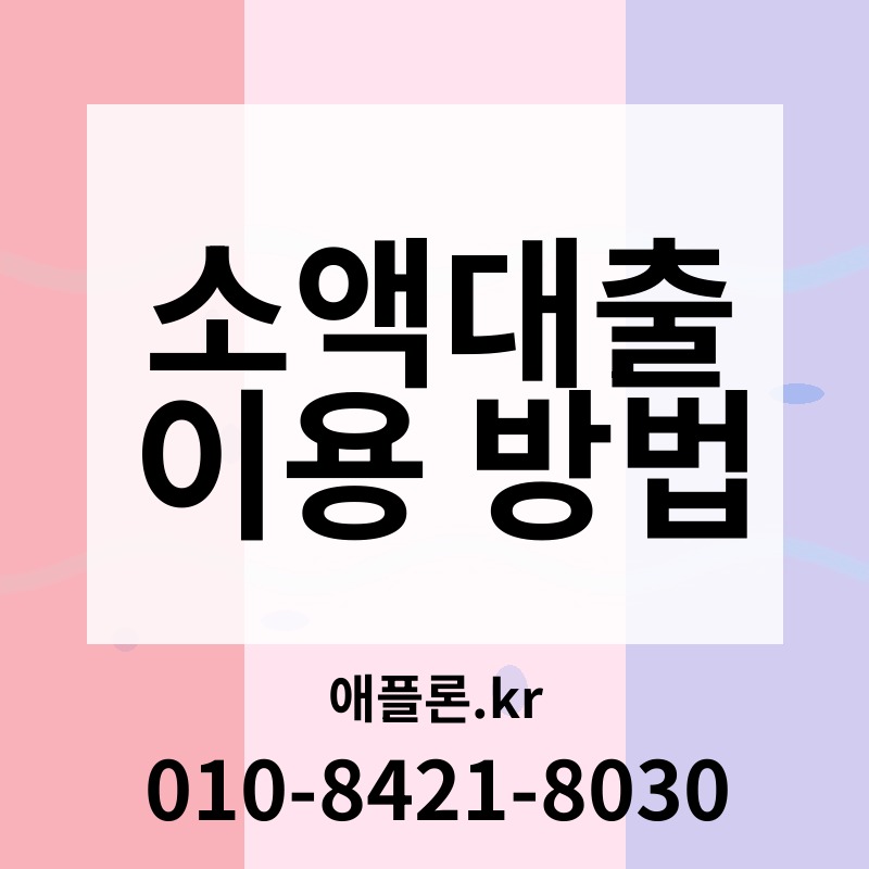 소액대출 이용 방법 | 애플론.kr | 010-8421-8030